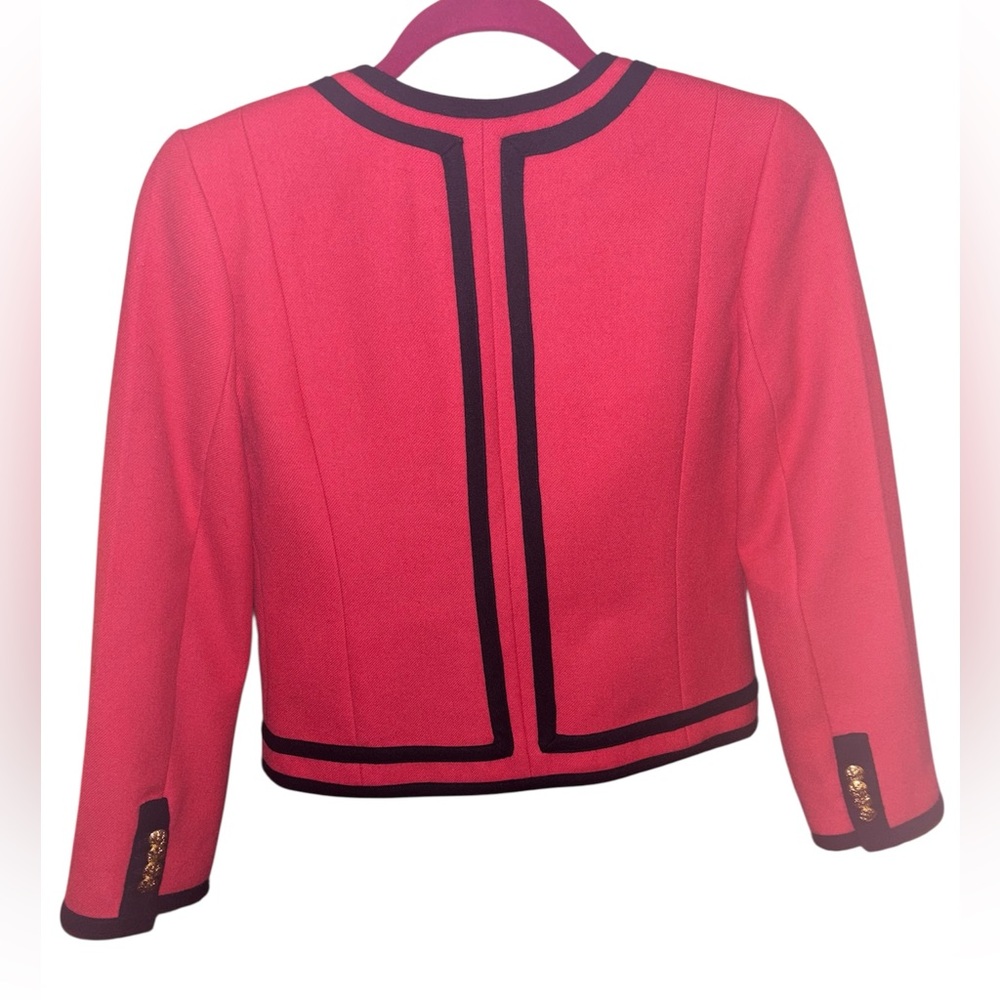 J. Crew Women's Wool Pink/Navy Jacket- Military Style Size 2 - Picture 7 of 13